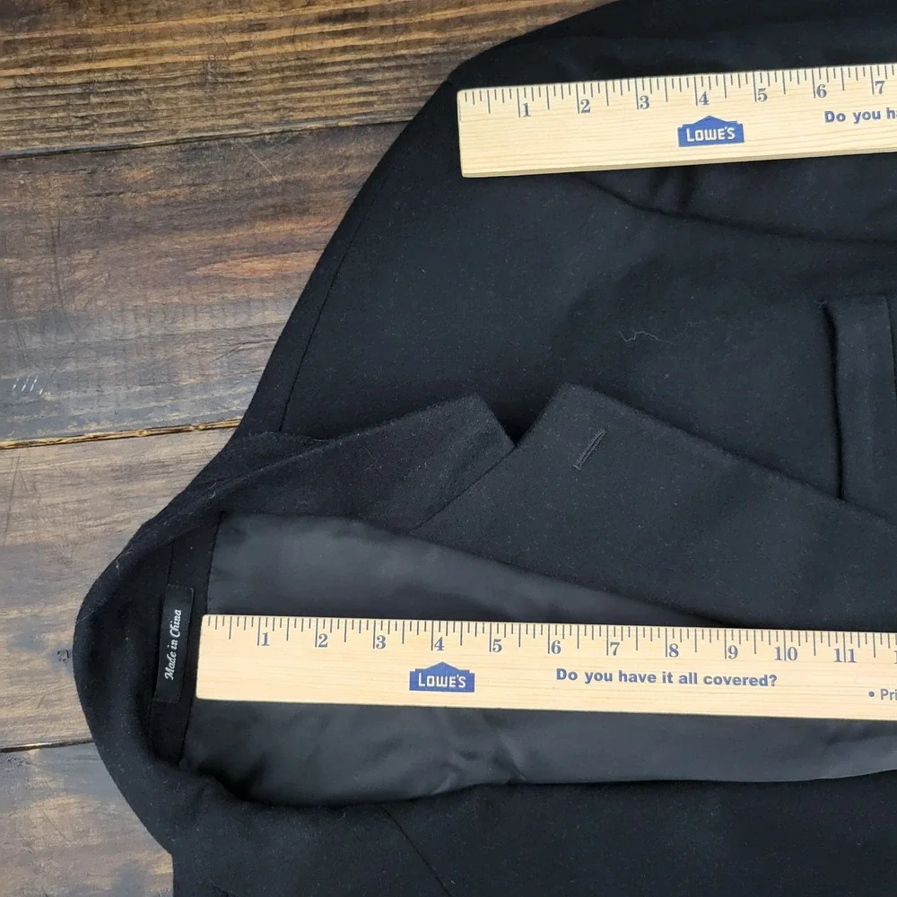 Chaps Men's Sport Coat Blazer Two Button Flannel Silk Wool Cashmere Black 46R‎